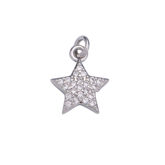 Small Silver Rhinestone Star Charm