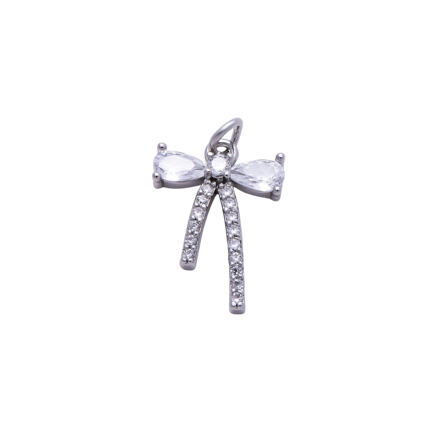 Small Silver Rhinestone Bow Charm