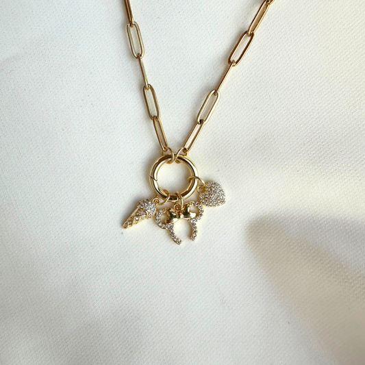 Sparkle + Ice Cream Happiest Place 3-Charm Circle Necklace