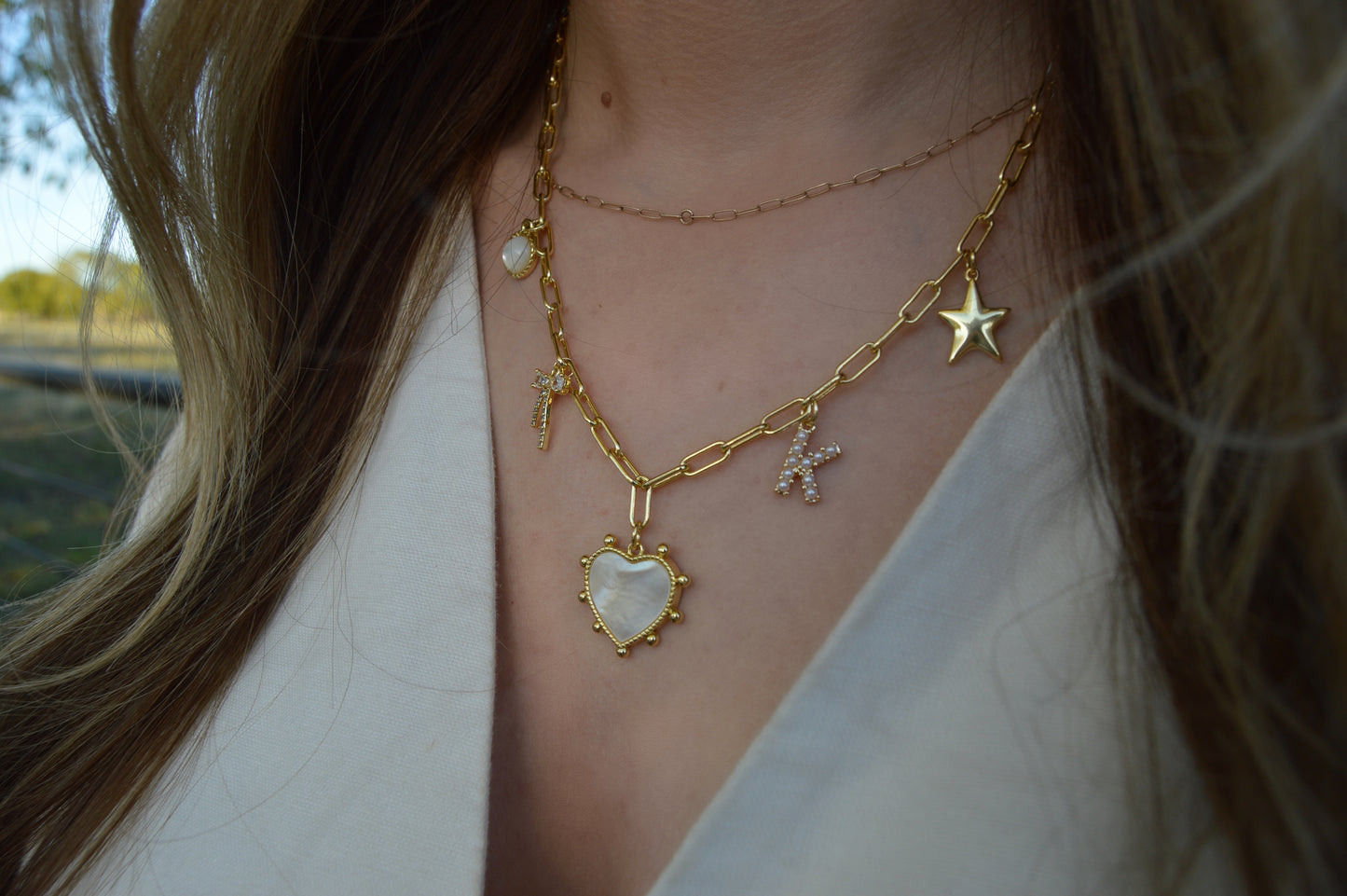Large Pearl Heart Charm