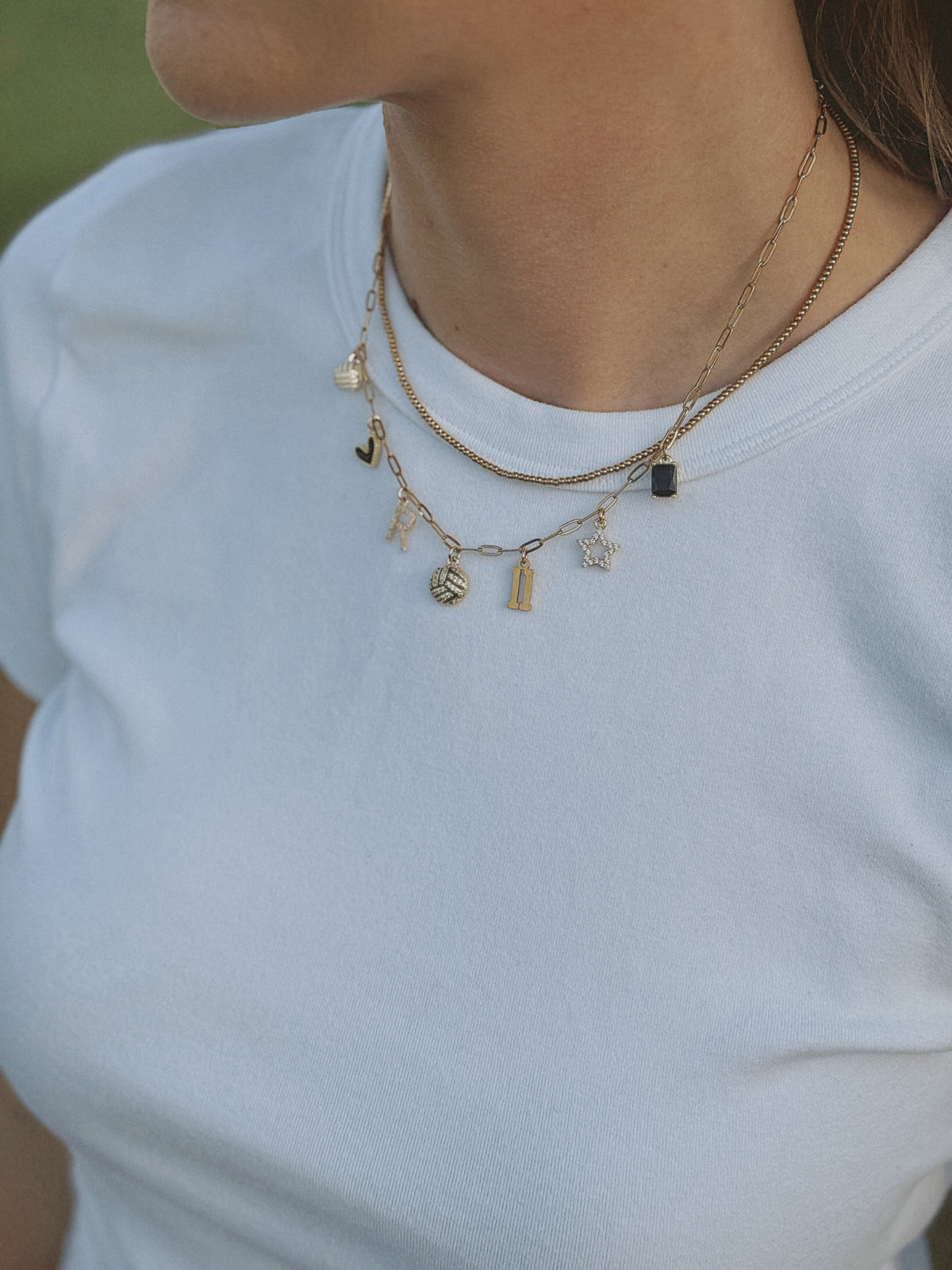 Volleyball Sparkle 7-Charm Necklace