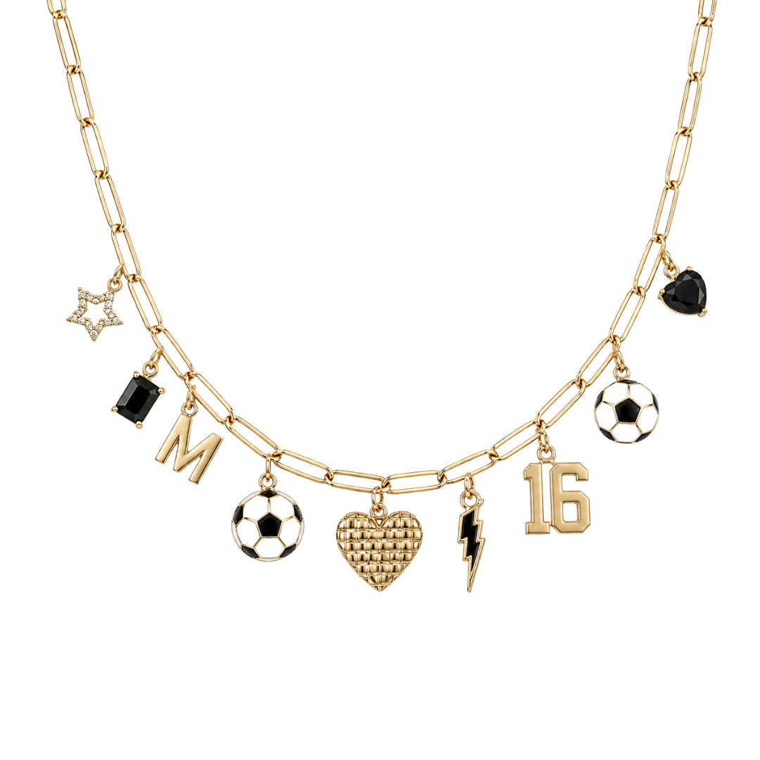 Soccer Black and White 9-Charm Necklace