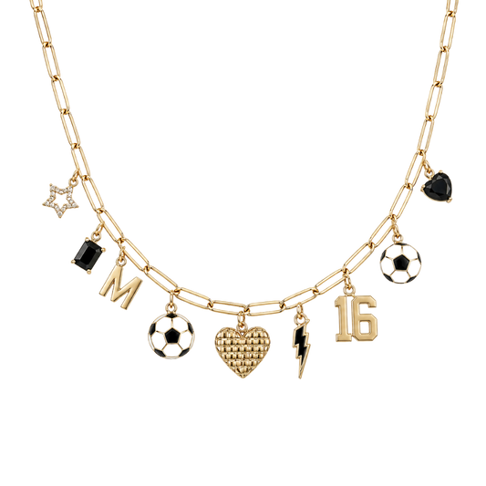 Soccer Black and White 9-Charm Necklace