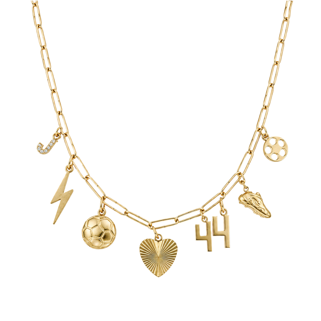 All Gold Soccer 7-Charm Necklace