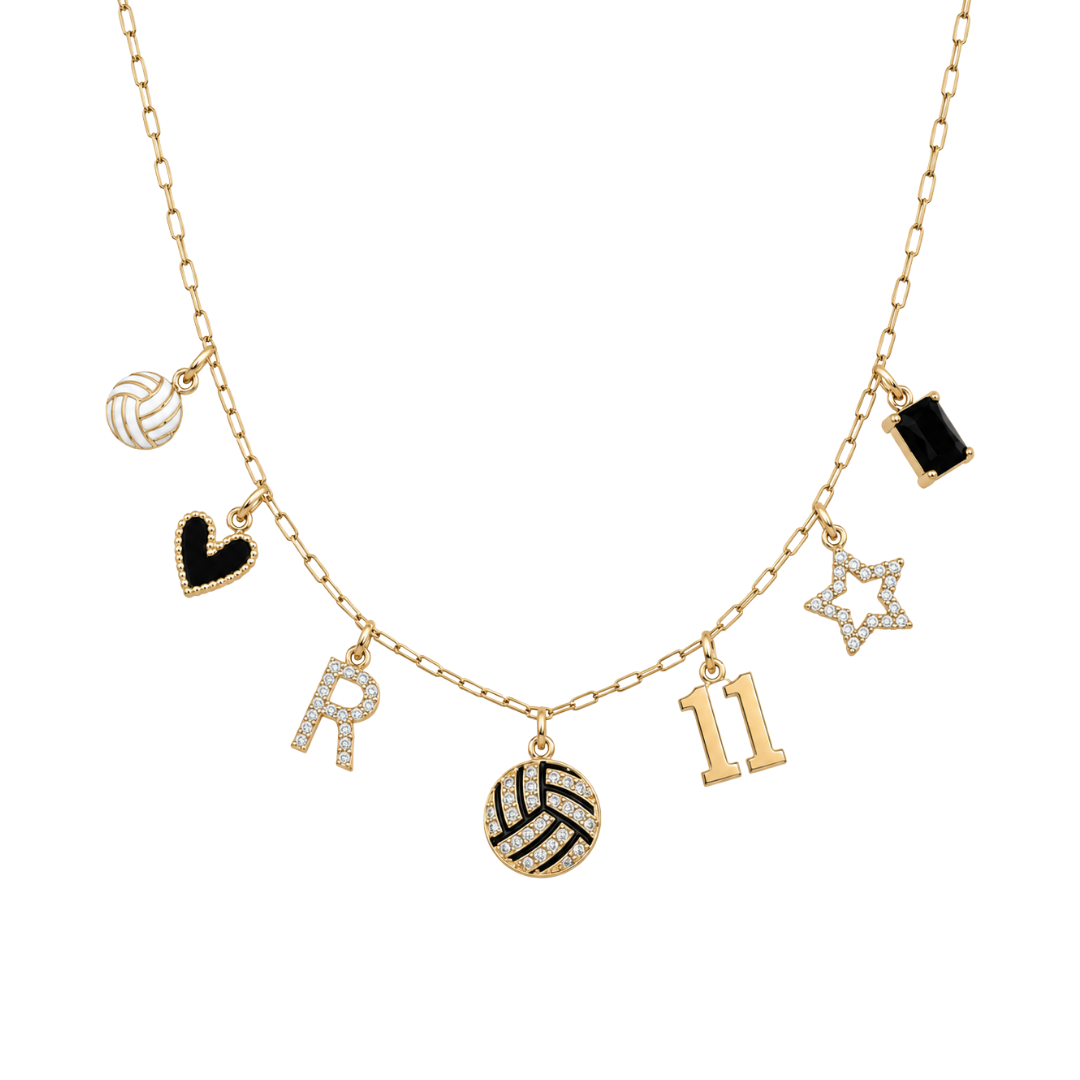 Volleyball Sparkle 7-Charm Necklace