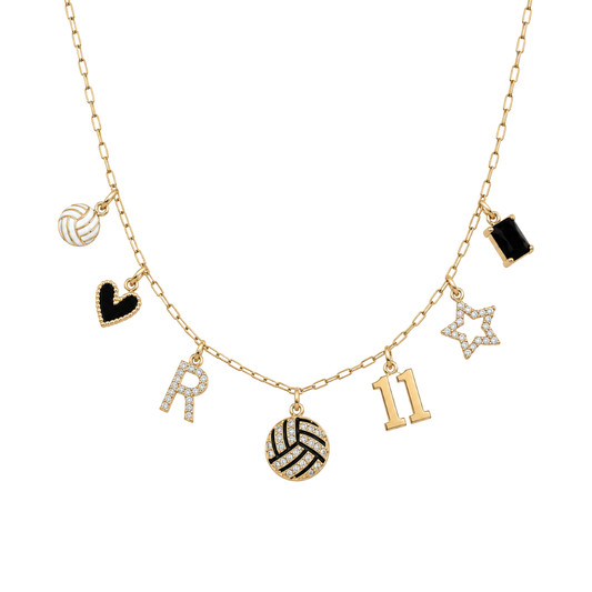 Volleyball Sparkle 7-Charm Necklace