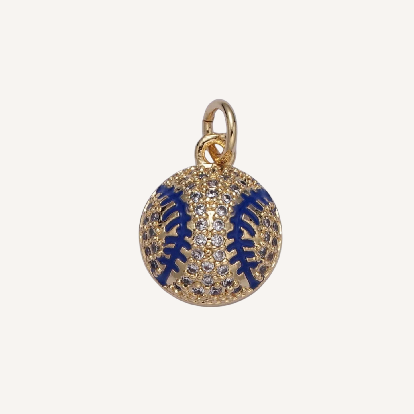 Small Rhinestone Baseball Charm