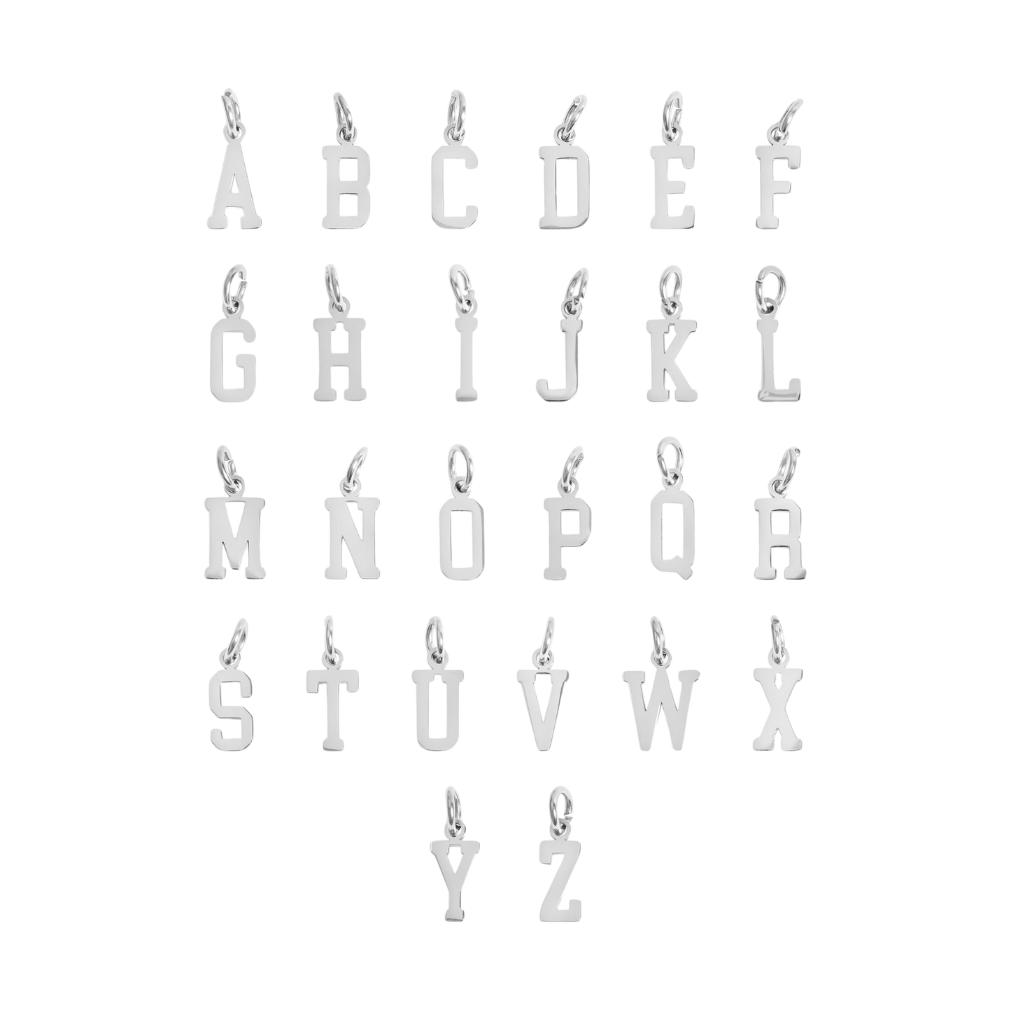 Small Silver Varsity Initial Charms