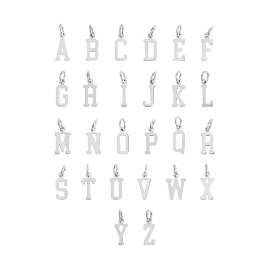 Small Silver Varsity Initial Charms